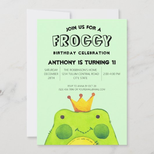 Prins prins Eerste partij schattig groen Kaart (Voorkant)