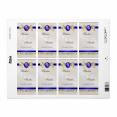 Prins & Prinses Blauw Juweel Wijn Huwelijksetiket Etiket (Full Sheet)