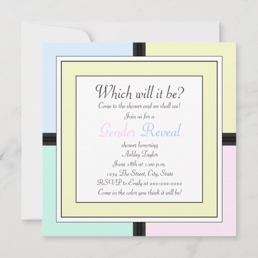 Prins Prinses Gender Onthult Douche Uitnodigingen (Achterkant)