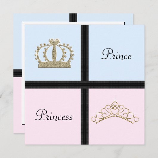 Prins Prinses Gender Onthult Douche Uitnodigingen (Voorkant / Achterkant)