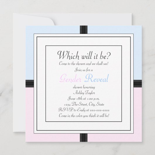 Prins Prinses Gender Onthult Douche Uitnodigingen (Achterkant)