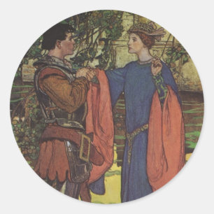 Prins Ridder in glanzende wapenrusting Prinses Ronde Sticker