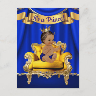Prins Royal Blauw Goud Baby Shower Uitnodigingen