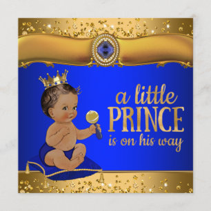 Prins Royal Blue Gold Prince Baby shower Kaart