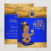 Prins Royal Blue Gold Prince Baby shower Kaart (Voorkant / Achterkant)