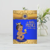Prins Royal Blue Gold Prince Baby shower Kaart (Staand voorkant)