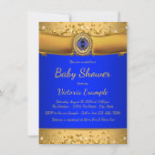 Prins Royal Blue Gold Prince Baby shower Kaart (Achterkant)