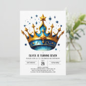 Prins Roze Verjaardagskroon Kaart (Staand voorkant)