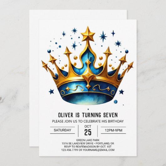 Prins Roze Verjaardagskroon Kaart (Voorkant / Achterkant)