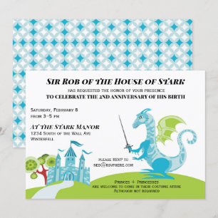 Prins turquoise en groene jongen Birthday-uitnodig Kaart