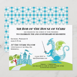 Prins turquoise en groene jongen Birthday-uitnodig Kaart