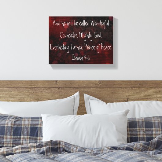 Prins van de vrede bijbel vers Jesaja 9:6 Canvas Afdruk (Insitu (Slaapkamer))
