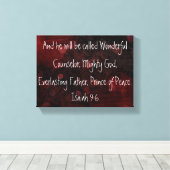 Prins van de vrede bijbel vers Jesaja 9:6 Canvas Afdruk (Insitu (Houten vloer))