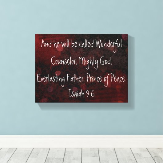 Prins van de vrede bijbel vers Jesaja 9:6 Canvas Afdruk (Insitu (Houten vloer))