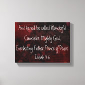 Prins van de vrede bijbel vers Jesaja 9:6 Canvas Afdruk (Voorkant)