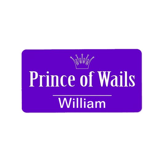 Prins van draadnagels / prinses van de nagels (Wal Etiket (Voorkant)