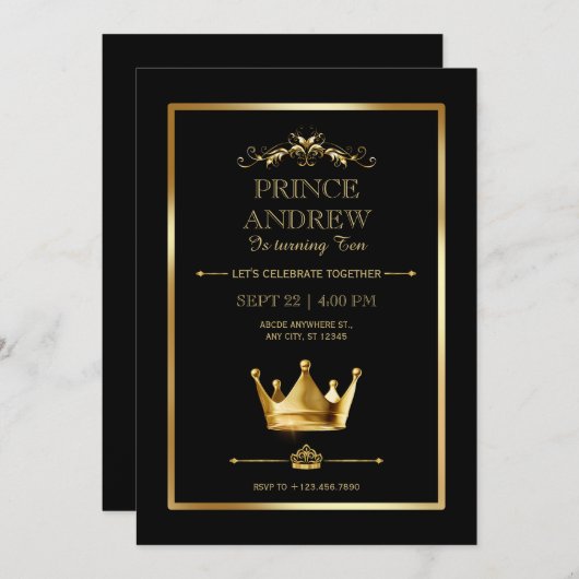 Prins verjaardag kaart (Voorkant / Achterkant)