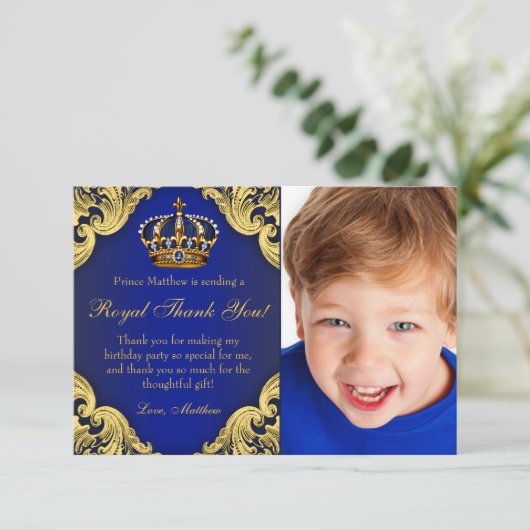 Prins Verjaardagsfeest Dank u kaarten (Staand voorkant)