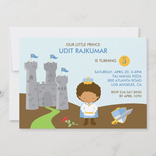 Prins Verjaardagsfeest Platte Uitnodiging (Voorkant)