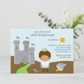 Prins Verjaardagsfeest Platte Uitnodiging (Staand voorkant)