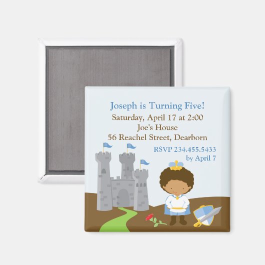 Prins Verjaardagsfeest Uitnodigingsmagneet Magneet (Voorkant / Achterkant)