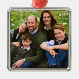 Prins William en familie dec 2025 gestileerd Metalen Ornament