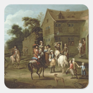 Prins William van Sinaasappel met Huntsmen Vierkante Sticker