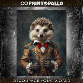 Prinselijk renaissance geklede hodgehog met boog s tissuepapier