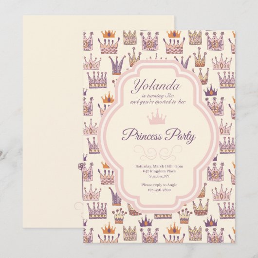 Prinsenfeest verjaardagsuitnodiging kaart (Voorkant / Achterkant)