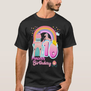 prinses 10th Birthday Horse Rainbow Castle Birthd T-shirt
