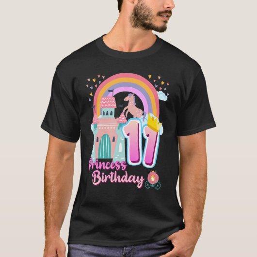 prinses 11th Birthday Horse Rainbow Castle T-shirt (Voorkant)