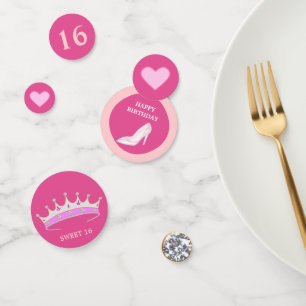 Prinses 16e verjaardag op roze goud confetti