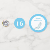Prinses 16e verjaardag op turquoise blauw & wit confetti (Voorkanten)