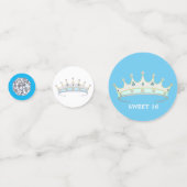 Prinses 16e verjaardag op turquoise blauw & wit confetti (Achterkanten)