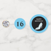 prinses 16e verjaardag op turquoise blauw & zwart confetti (Voorkanten)