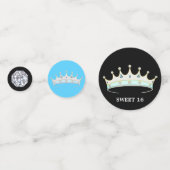 prinses 16e verjaardag op turquoise blauw & zwart confetti (Achterkanten)