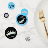 prinses 16e verjaardag op turquoise blauw & zwart confetti (Groep)