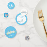 prinses 16th Birthday op turquoise blue & white Confetti<br><div class="desc">Chic princess crown for 16th Birthday on turquoise blue & white Table Confetti. Ideaal voor 15e,  16e verjaardag,  verjaardag en andere meisjesfeestelijkheden.</div>