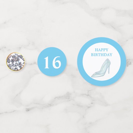 prinses 16th Birthday op turquoise blue & white Confetti (Voorkanten)