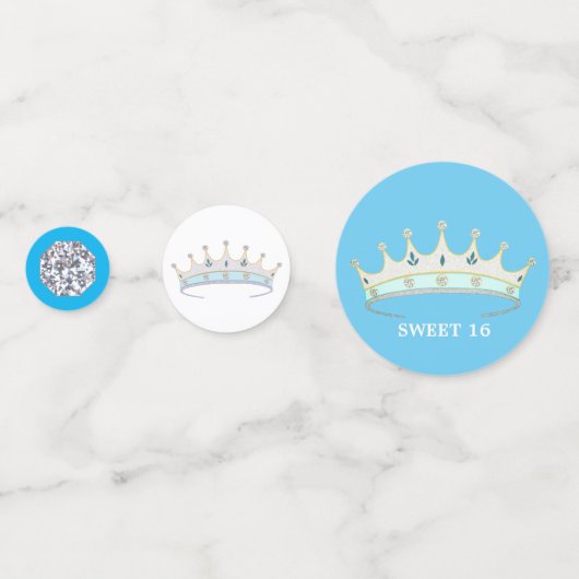 prinses 16th Birthday op turquoise blue & white Confetti (Achterkanten)