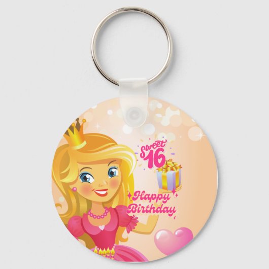 Prinses 16th Birthday Sleutelhanger (Voorkant)