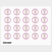 Prinses 1e Verjaardag Sweet PInk Schattigee Cartoo Ronde Sticker (Vel)