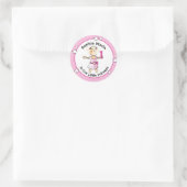 Prinses 1e Verjaardag Sweet PInk Schattigee Cartoo Ronde Sticker (Tas)