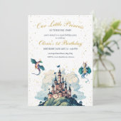 Prinses 1e verjaardag uitnodiging, Prinses feest (Staand voorkant)