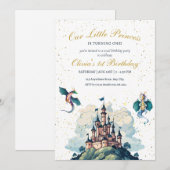 Prinses 1e verjaardag uitnodiging, Prinses feest (Voorkant / Achterkant)