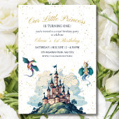 Prinses 1e verjaardag uitnodiging, Prinses feest Kaart