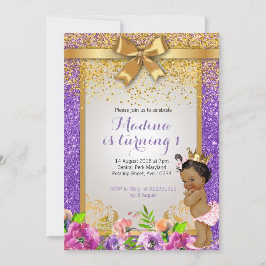 Prinses 1e verjaardag uitnodigingen (Voorkant)