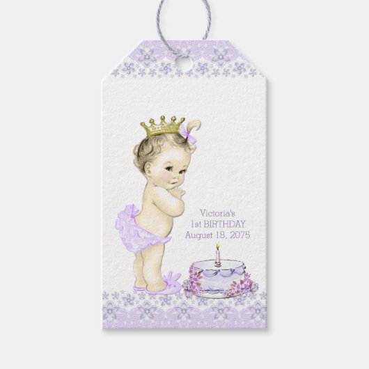 Prinses 1e Verjaardagsfeest Dank u Labels Cadeaulabel (Voorkant)