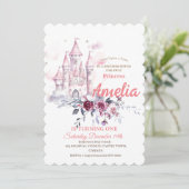 Prinses 1e verjaardagsfeestje sprookje kaart (Staand voorkant)