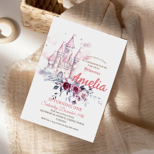 Prinses 1e verjaardagsfeestje sprookje kaart